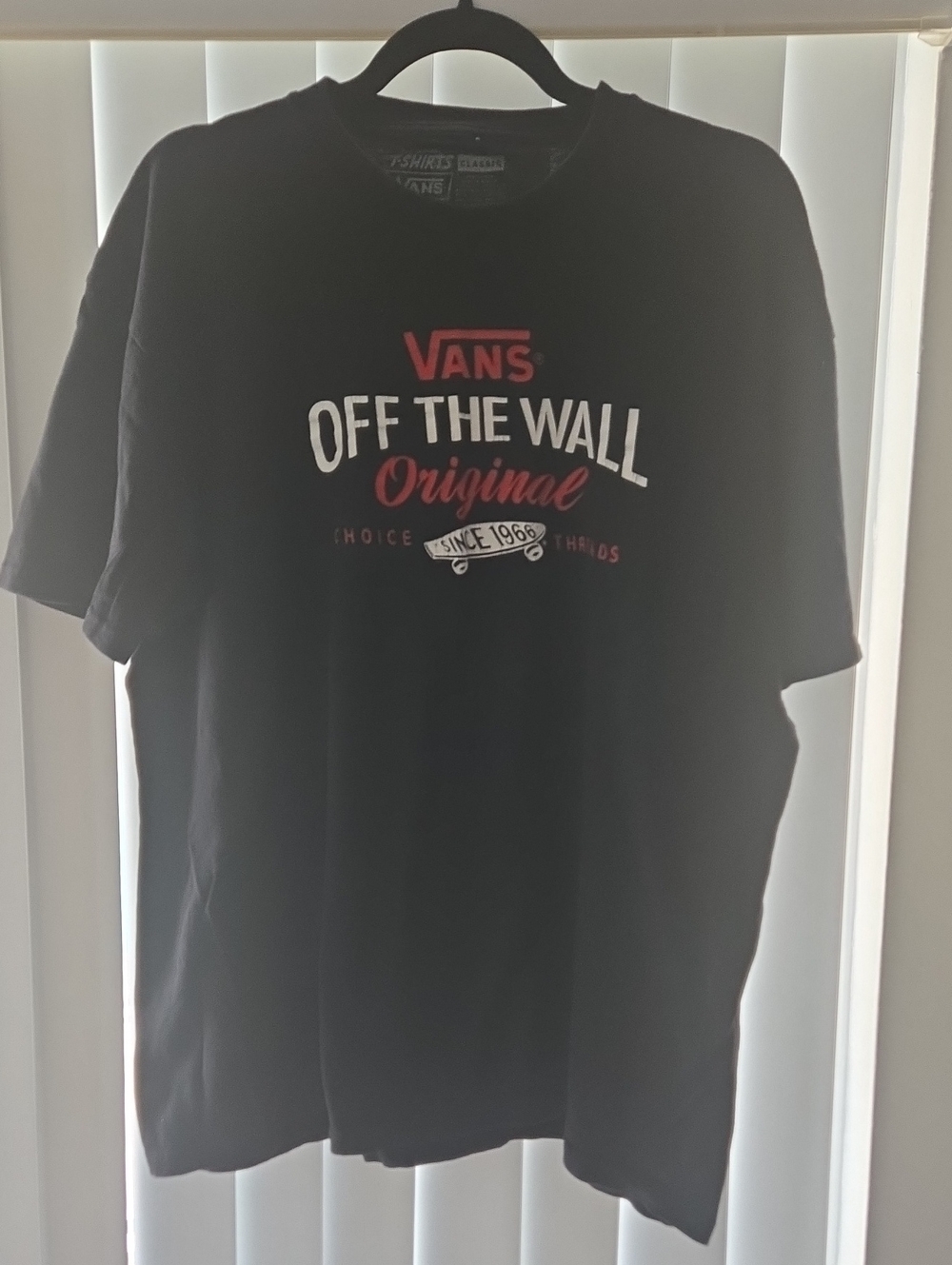 Vans Black Short-Sleeve 'Off The Wall' Graphic Tee with Red & White Logo